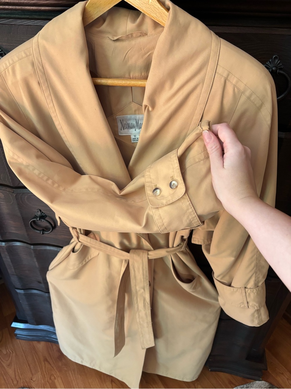 NEIMAN MARCUS Women’s Vintage 1980’s Luxury Trench Coat - Size 12 - Picture 8 of 11